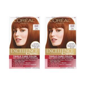 L'Oreal Paris Excellence Creme Perm. Triple Care Hair Color 6R Light Auburn 2pk